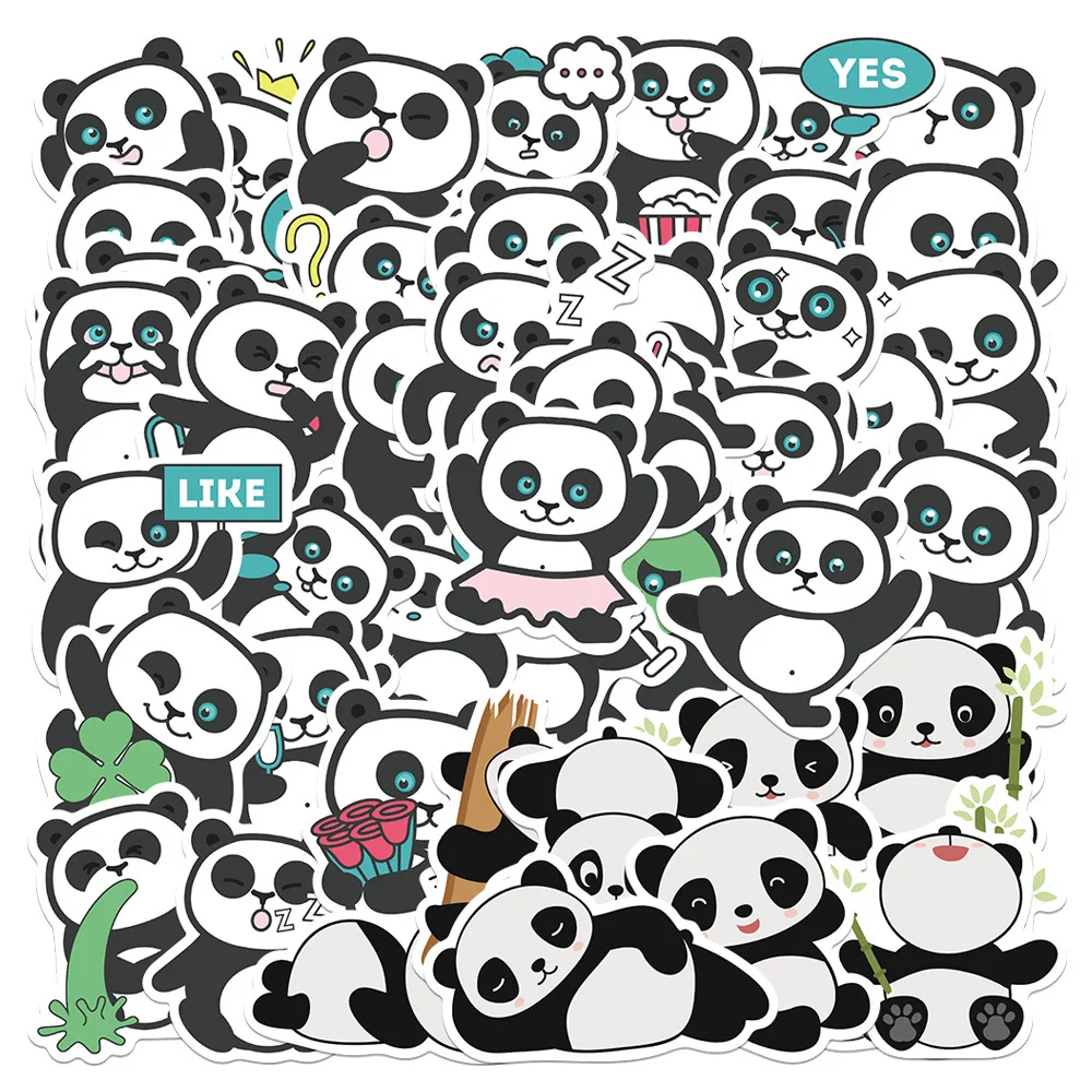

10/30/50PCS Cute Panda Stickers Cartoon Graffiti Decals DIY Laptop Phone Luggage Fridge Animals Sticker Kids Toy Gift Wholesale