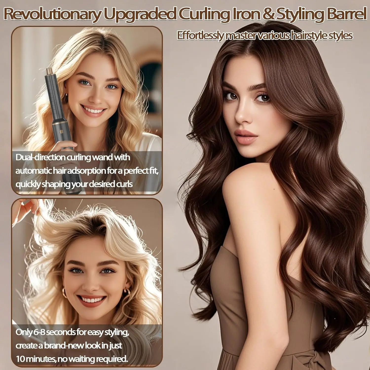 5 in 1 Hair Dryer Brush Hot Air Curling Brush Negative Ion Air Styler for All Hair Types Home and Travel