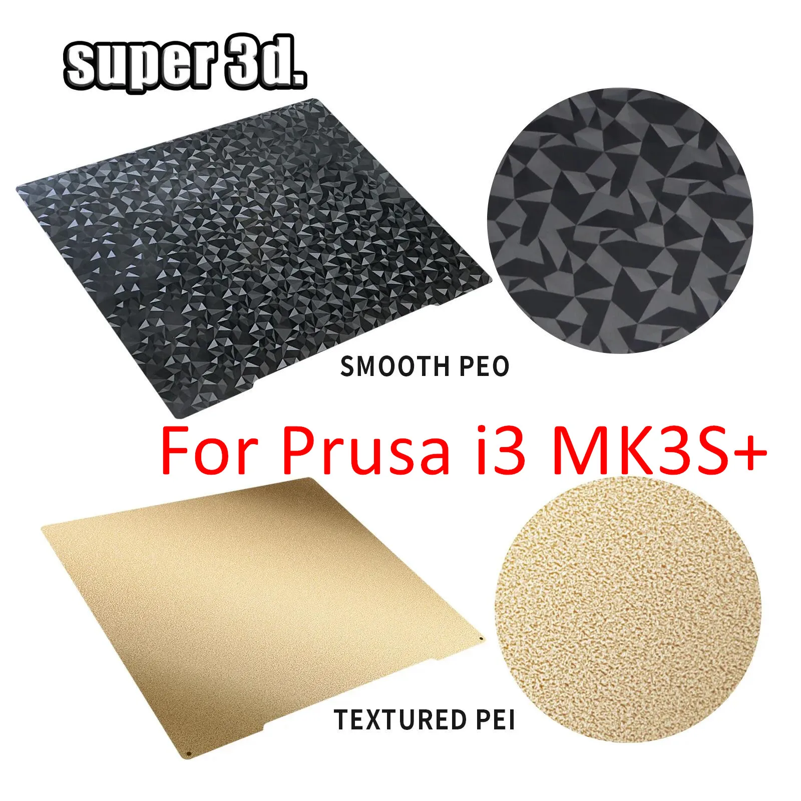 Sheet PEI PEO For Prusa i3 MK3S+ Double Sided Smooth Carbon PET+Textured PEI Flexible Steel