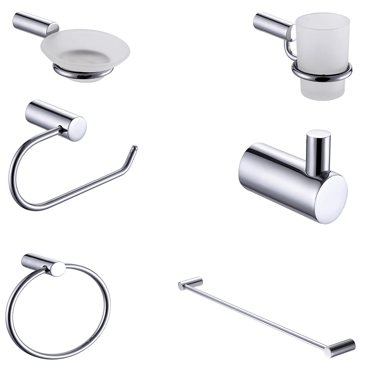 6 PCs Super luxury chrome stainless steel bathroom set