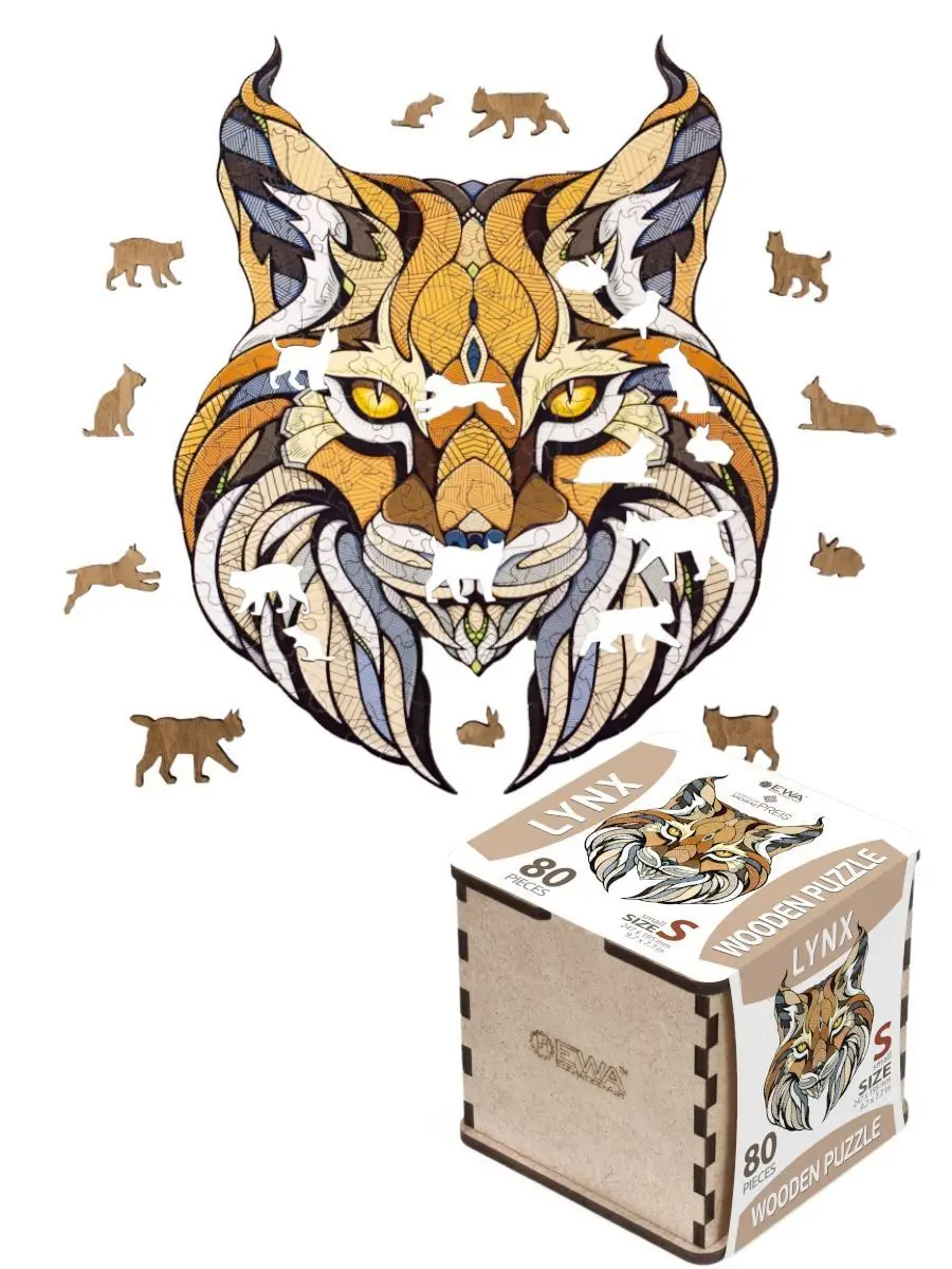 Wooden Puzzle Ewa Lynx, S 25x20 cm, puzzle AliExpress