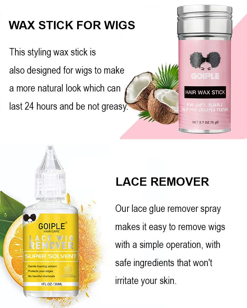 Description Picture 4 of itemGOIPLE Waterproof Lace Front Glue Wax Stick Slick Broken Hair Natural Extra Hold Edge Control Gel for Wig Adhesive Bond Kit