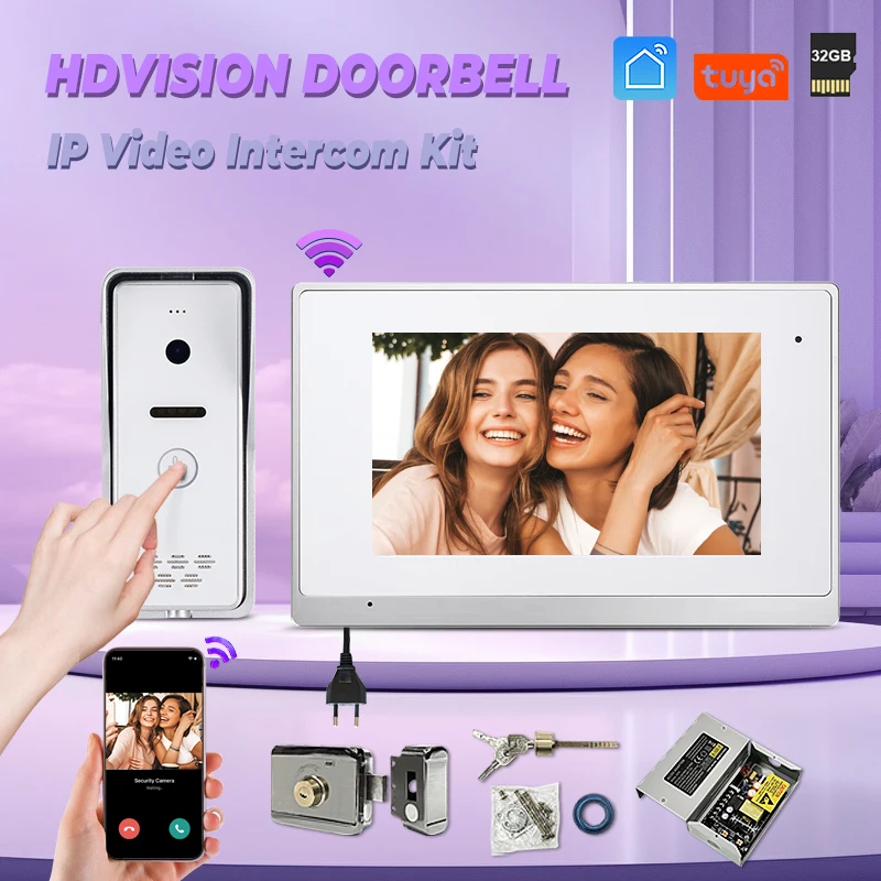 

Hot Selling Tuya 1080P Video Door Phone Intercom System 7 Inch HD Screen Monitor Night Vision Door Entry