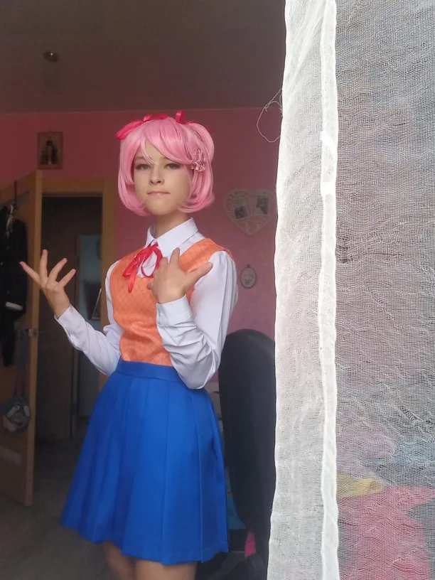 Compra online de Scione literatura clube monika anime cosplay traje sayori  yuri natsuki traje feminino uniforme escolar