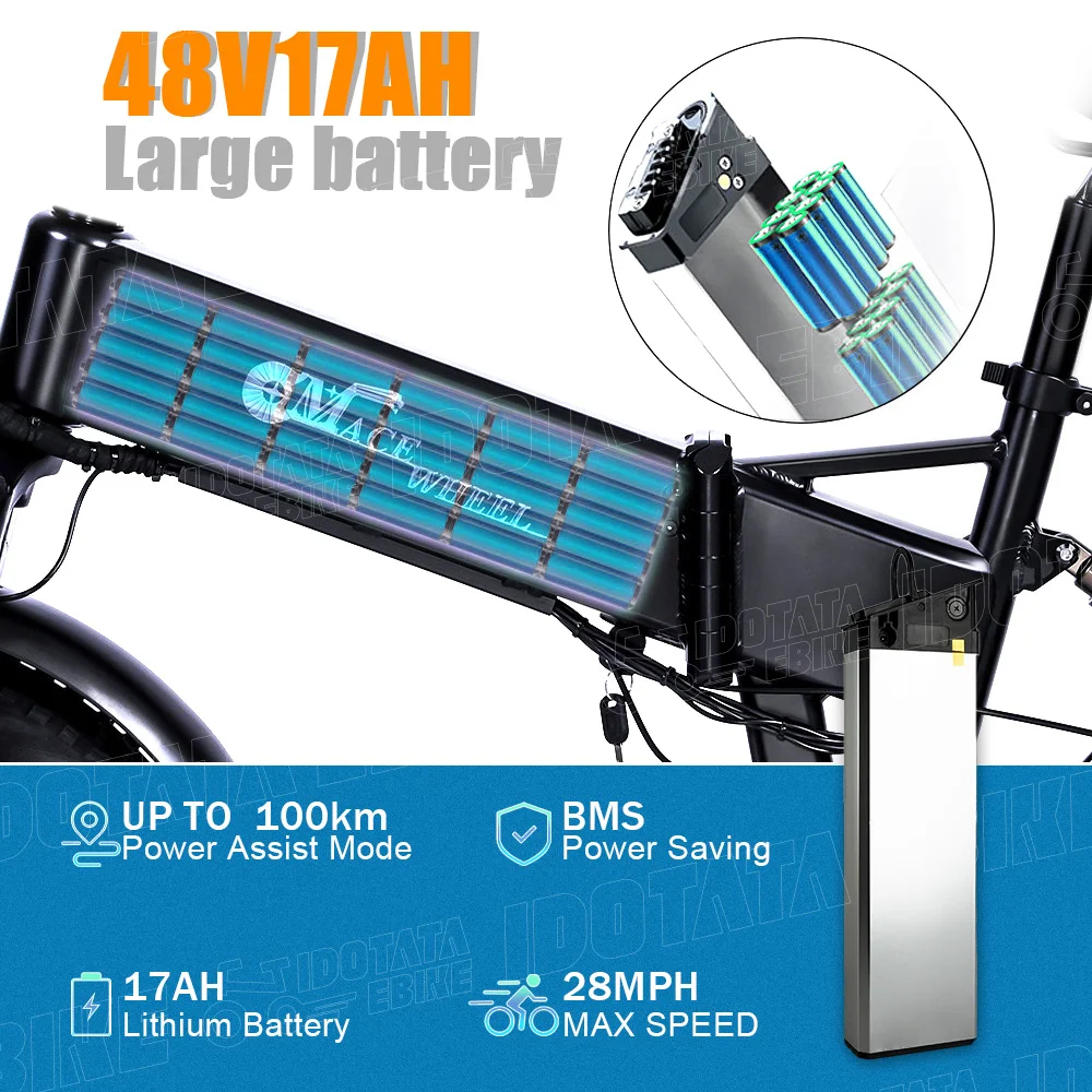 Electric Bike Electric Bicycle RX20MAX Mountain E-bike 2000W Powerful Dual Motor Snow Electric Bicycle 48V 17AH 20inch*4.0 Fat Tyre Foldable