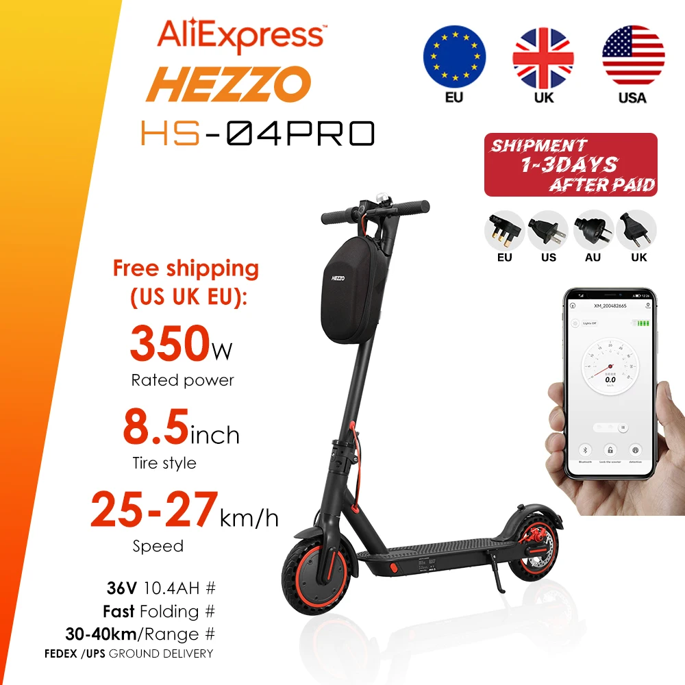 

HEZZO Eu Us Warehouse Electric Scooter 8.5" 36v 350W 10.4ah Self-balance Folding Kick Escooter Smart App Free Shipping