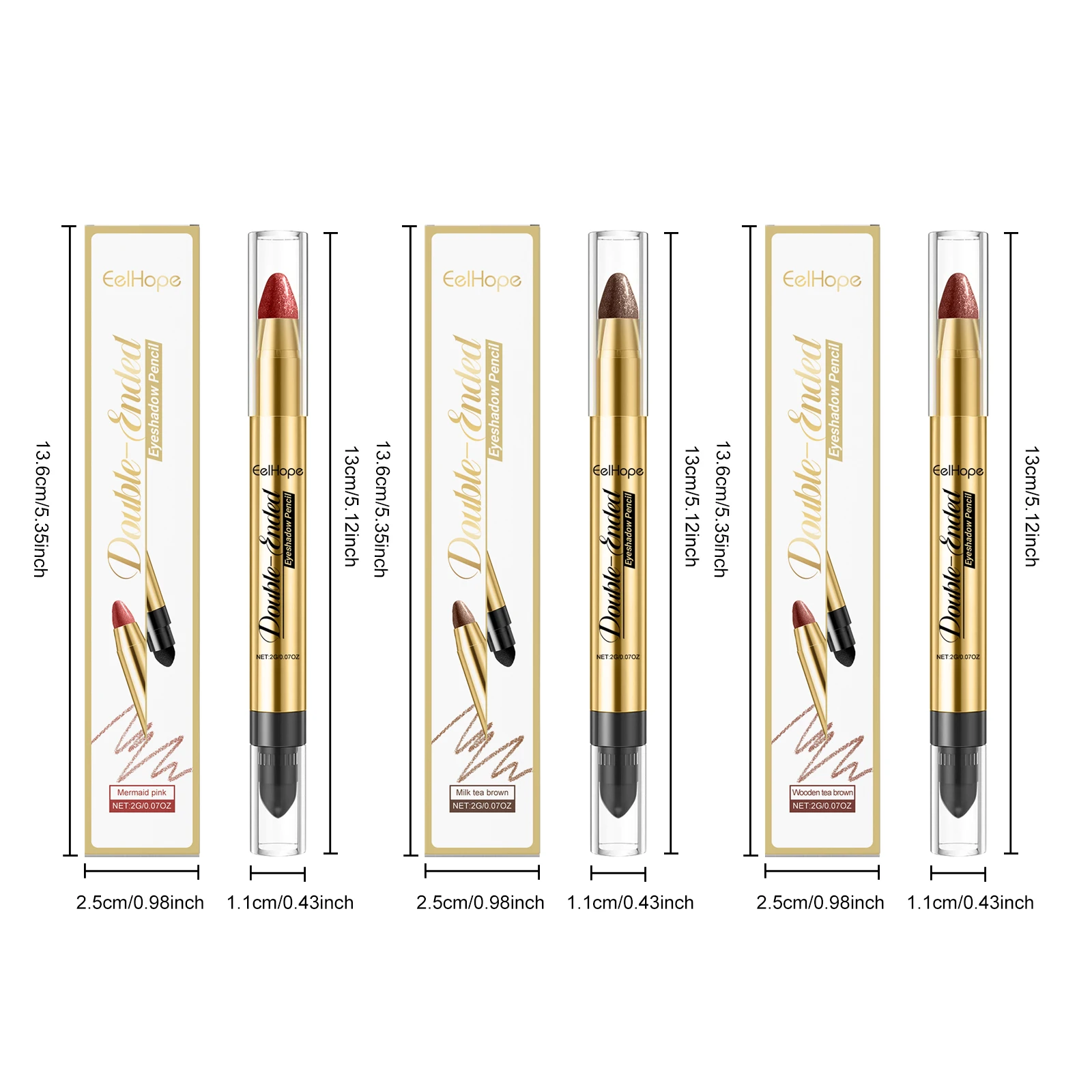 EELHOPE Double Head Eyeshadow Pencil Lasting Eye Makeup Non-sticky Smoothing Shiny Enhance Color Good Cover Eyeshadow