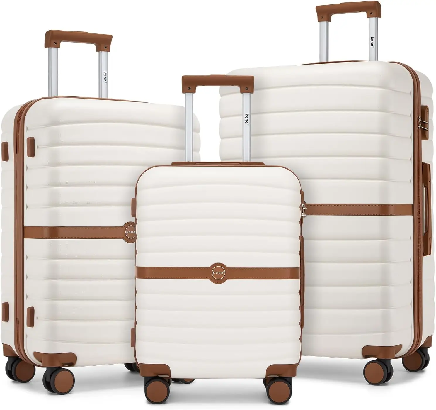 Ensemble de valises rigides KONO 3 pièces en ABS+PC, avec roues doubles et serrure à combinaison, en tailles 20/24/28 pouces 1 Ensemble de valises rigides KONO 3 pièces en ABS+PC, avec roues doubles et serrure à combinaison, en tailles 20/24/28 pouces 1
