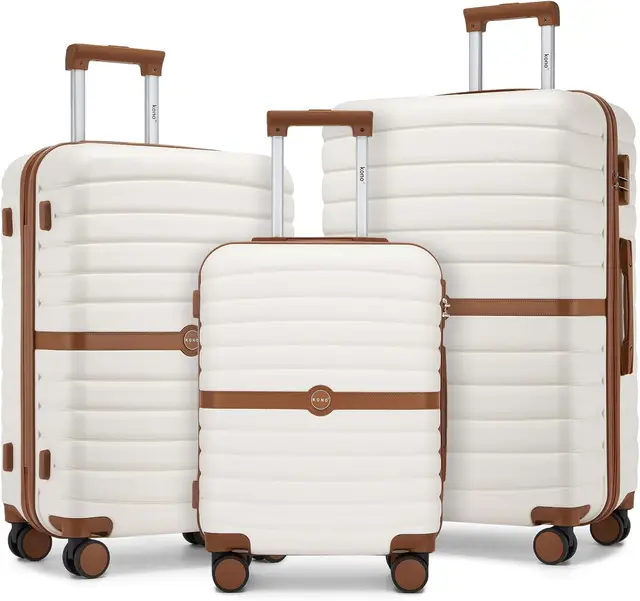 Ensemble de valises rigides KONO 3 pièces en ABS+PC, avec roues doubles et serrure à combinaison, en tailles 20/24/28 pouces 1