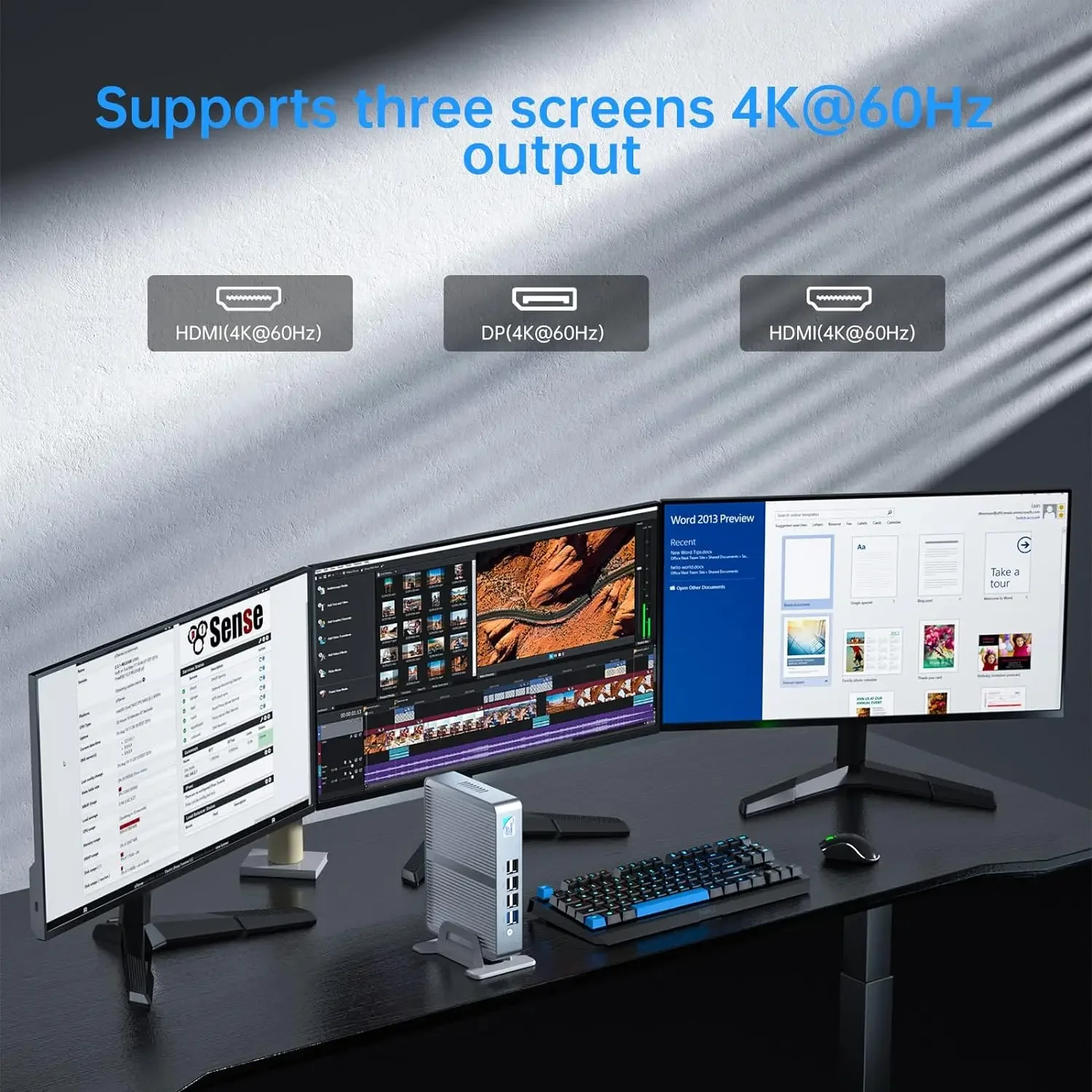 Intel 12th N100 Windows 11 Pro Mini Desktop Computers 4K 2*HDMI DP Display/3x USB3.2 RJ45 Ethernet for Business Home Office Use 4