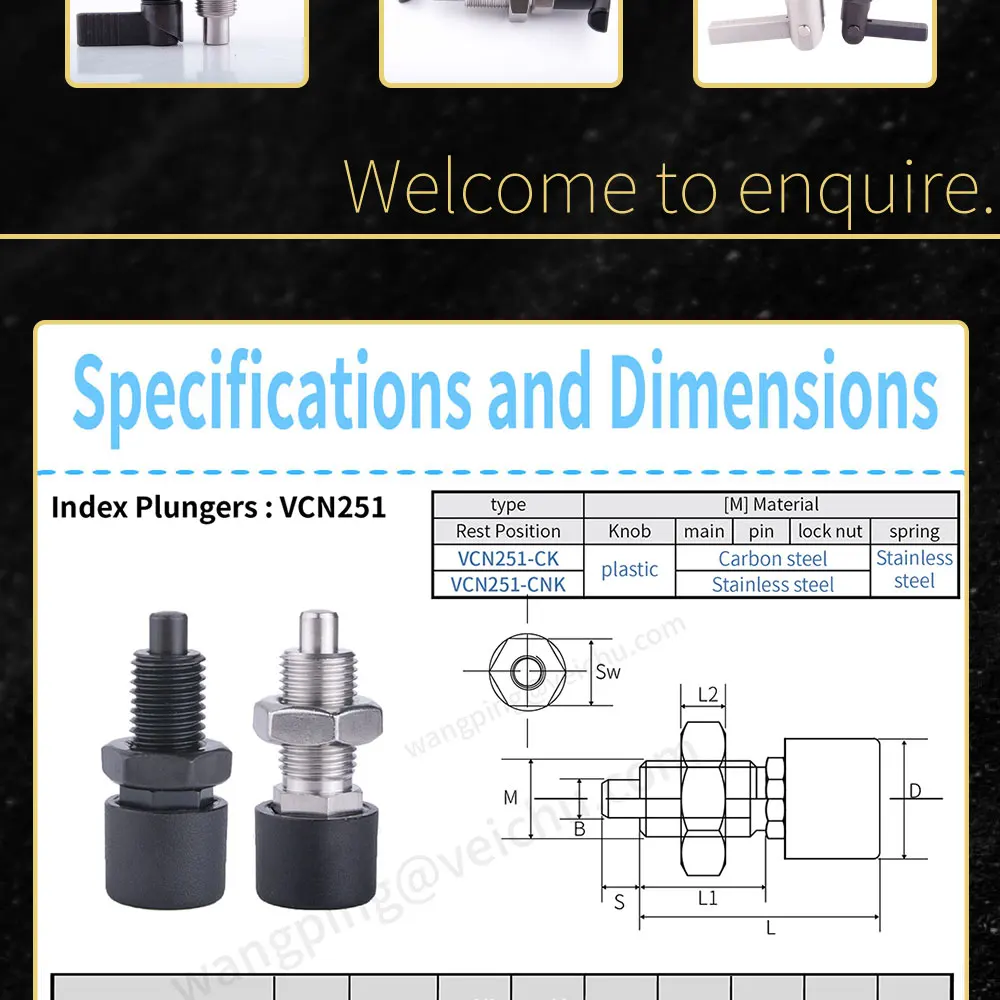 Description Picture 4 of itemFactory Supply Locking Plunger Retractable Pen Principle Push Knob Indexing Bolts With Nut