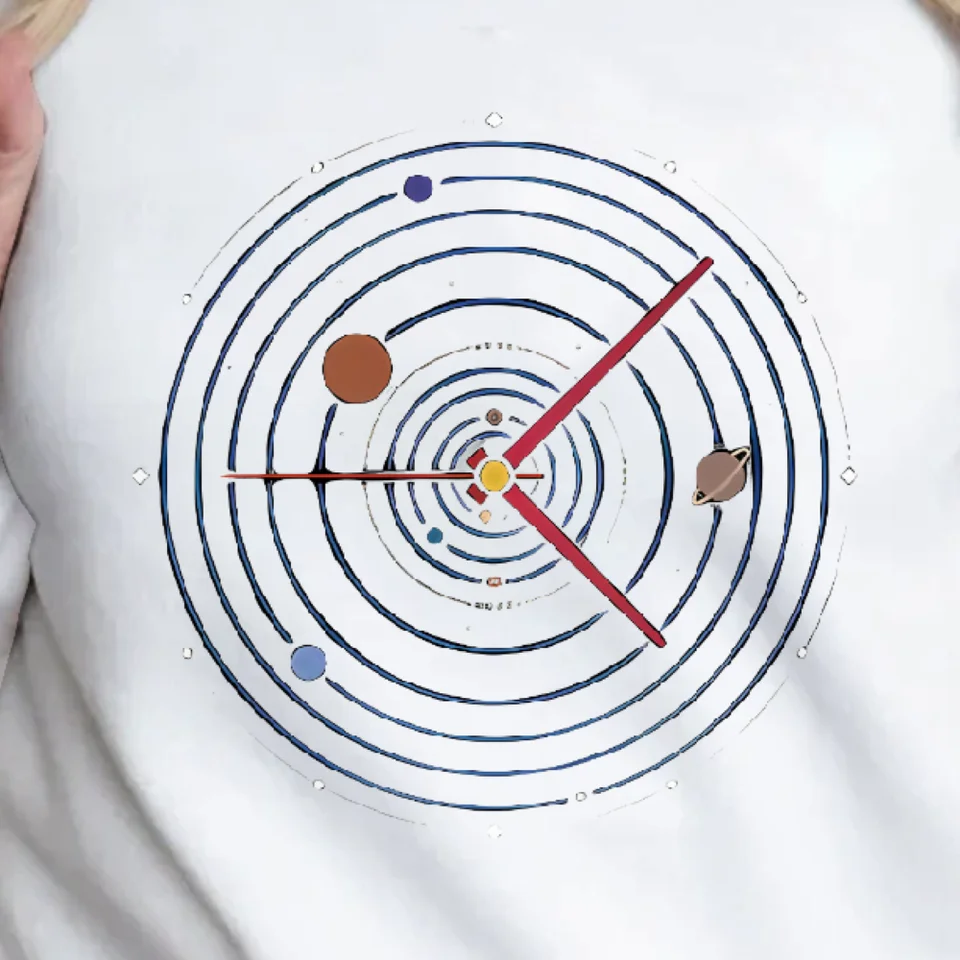 Cosmic Design Planet Clock Sweatshirt for Women