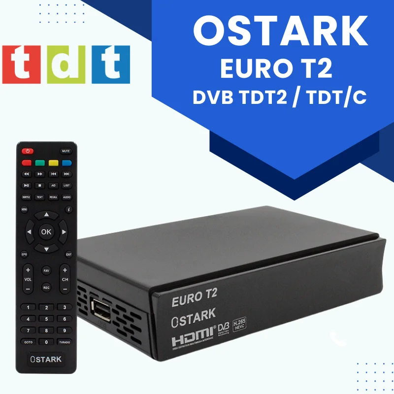 DVB M2 EURO T2 Ostark LCN DTT receptor digital terrestre para dos tv TDT  TDT2 DVB T2 DVB C Euro T2 CE 1080P H.265 10bits LCN DTT Envío desde España,  Polonia, Francia