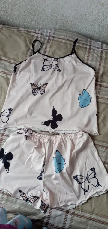 Elegant Butterfly Print Pajama Set with Cami & Shorts photo review