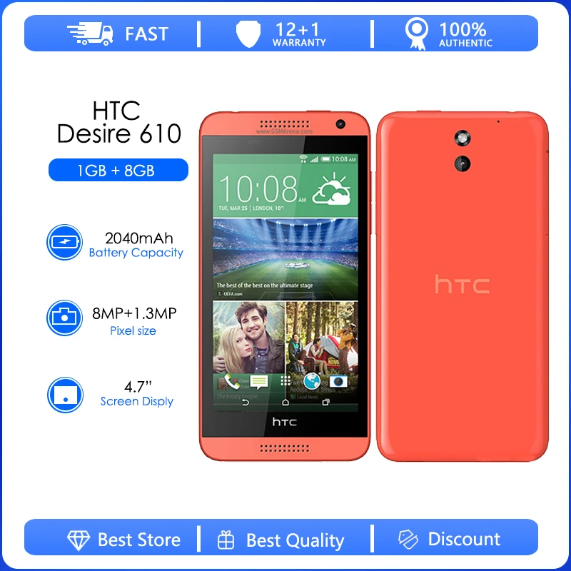 HTC Desire 610 Refurbished Original Qual Core phone 4.7'TouchScreen RAM 8GB ROM GPS Wifi Unlocked 3G &4G Android Cellphone|android cellphone|cellphone refurbished1gb ram - AliExpress