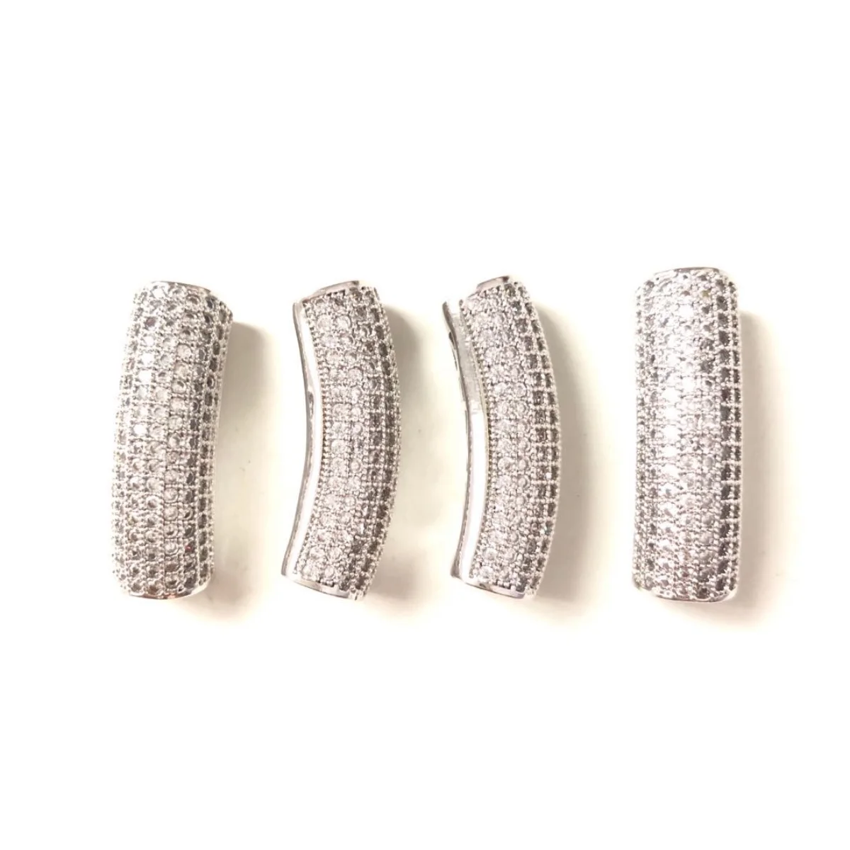 5pcs/lot Centerpiece Tube Bar Spacer Beads for Woman Bracelet Making Cubic Zirconia Pave Gold-Plated Jewelry Necklace Accessory
