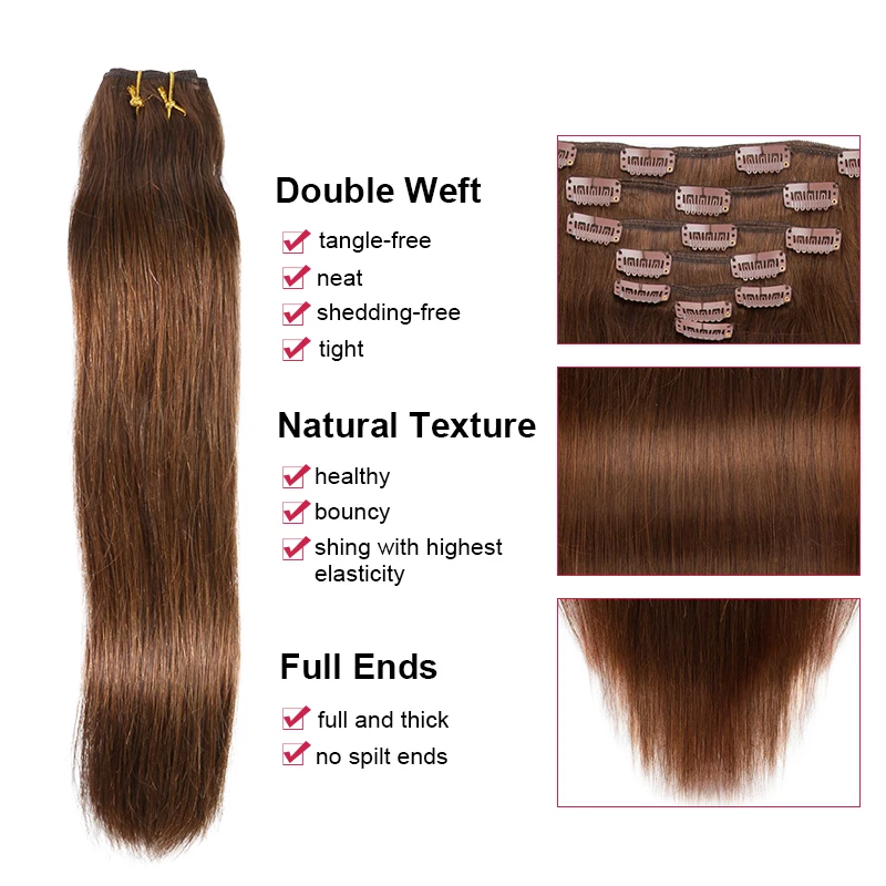 Hair extensions 7PC/Set 12-26inch 70-120g Brazilian Remy human hair