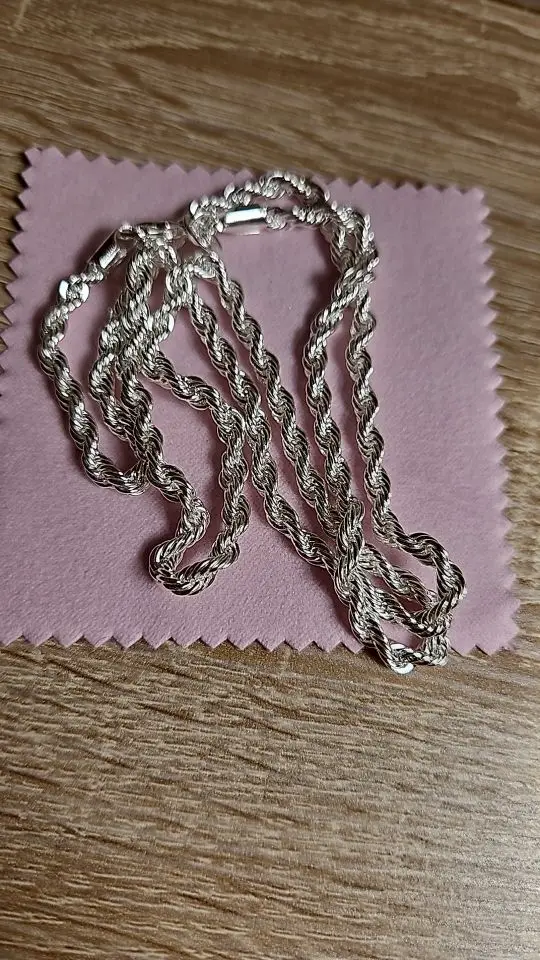 1 pieza de Plata de Ley 925 ancho 2mm/3mm/4mm cuerda cadena collar/pulsera para hombres mujeres hombre collar de cadena de moda photo review