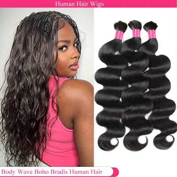 Boho Braids Human Hair Bulk Raw Hair Human Hair Body Wave Bulk Braiding Hair 100g Human Hair Extensions For Boho Braiding 1