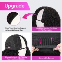 200 densité Afro crépus bouclés V partie perruques cheveux humains pas de laisser crépus bouclés V partie perruque pour les femmes noires sans colle pince dans la demi-perruque 6