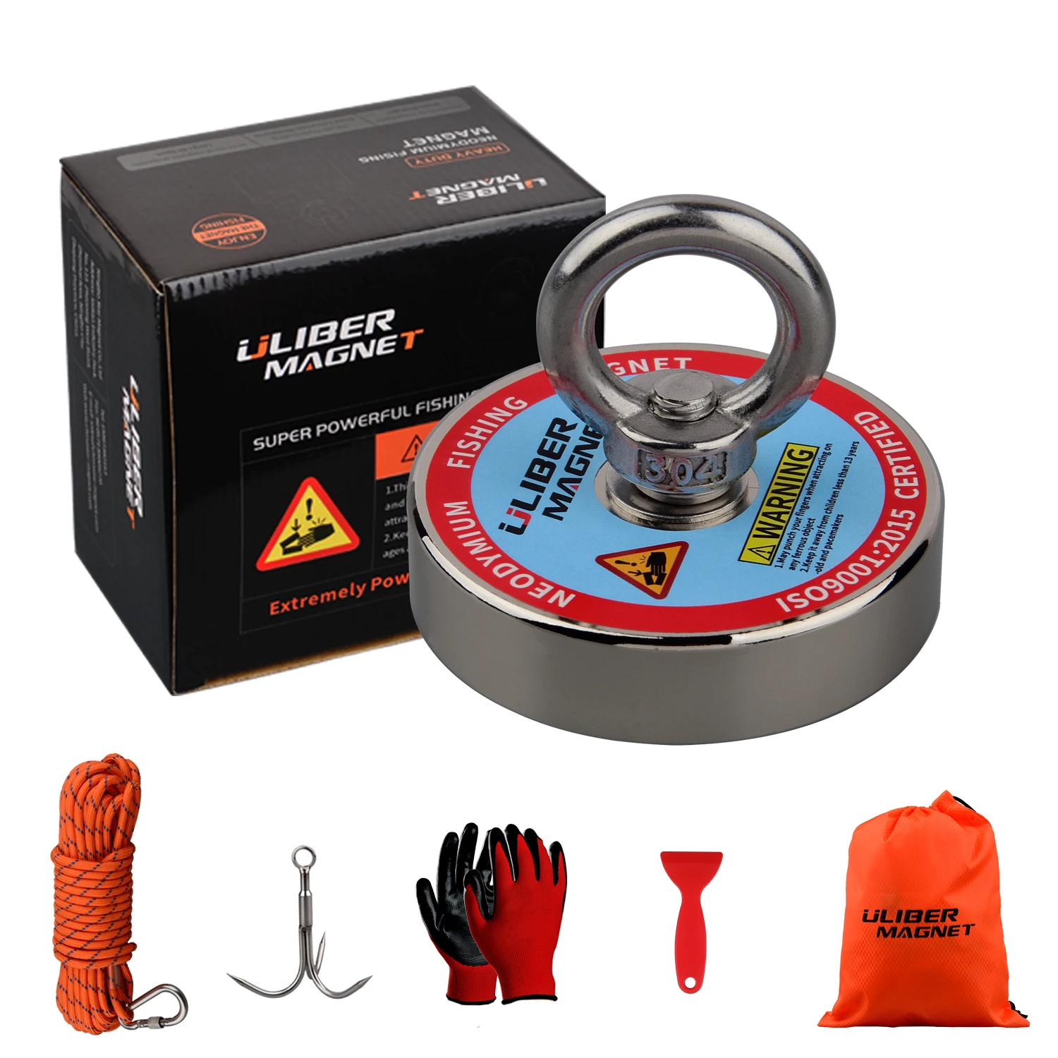 แม่เหล็กถาวรสำหรับตกปลามี N52ยกแข็งแรง400BLS ตัวเกี่ยวทำจากเชือกยาว20เมตรตัวเกี่ยวทำจากวัสดุแม่เหล็กแหวนโลหะ 1