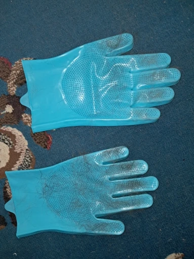 Gants de toilettage pour chien et chat – Silicone doux, épilation, shampoing et nettoyage multifonction photo review