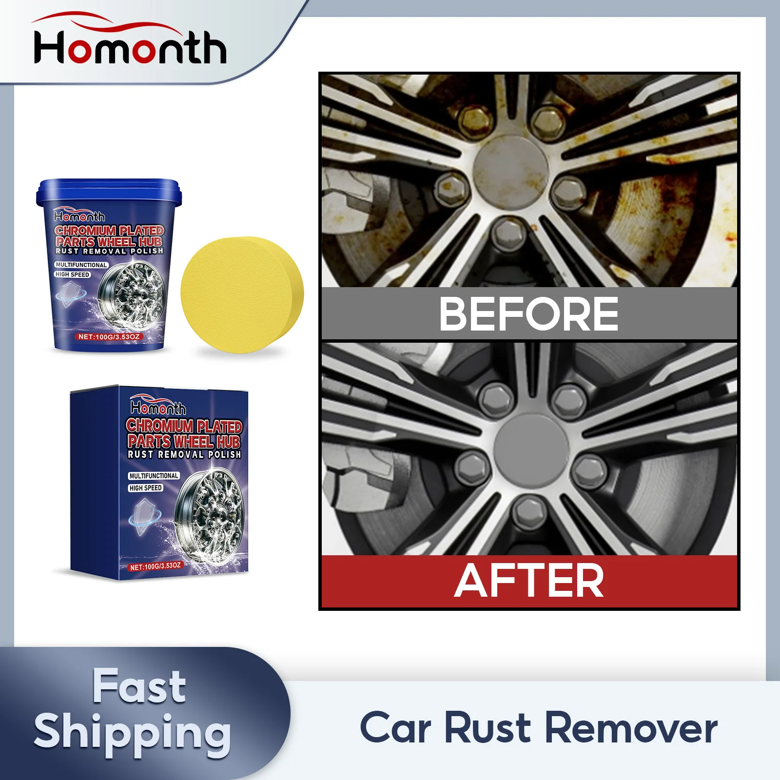 

Car Rust Remover Wheel Rim Tire Dust Cleaner Restore Tire Retreading Cleaning Plastic Parts Shiny Brightener Rim Polishing Cream