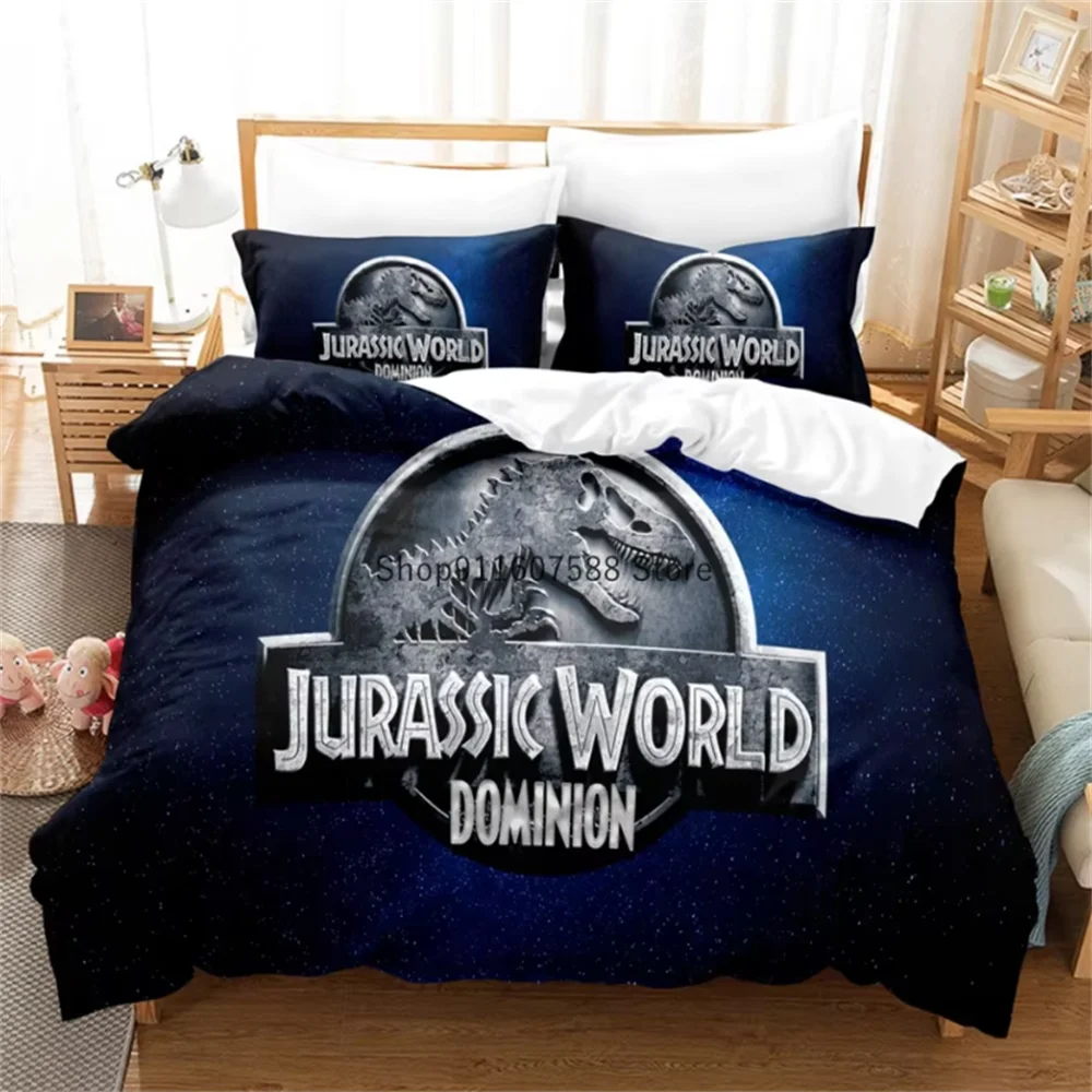Red Jurassic Park Bedding Set Cartoon Home Textiles For Kids Bed Set Comforter Cover Bedroom Set Queen Dinosaur Duvet Cover 4