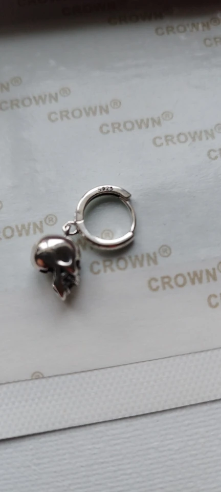 Sterling silver skull hoop earrings