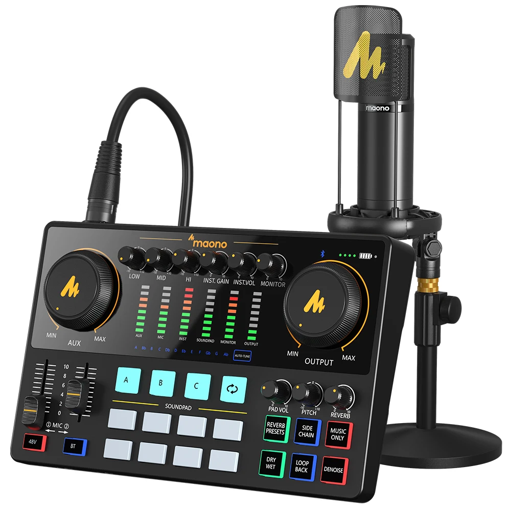 Maono ame2a audio interface podcast equipment studio sound card with