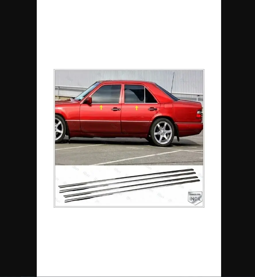 

Хромированная оконная лента для Mercedes E klассе W124 1984-1995, 4 шт., хромированные аксессуары для автостайлинга, щитки для настройки