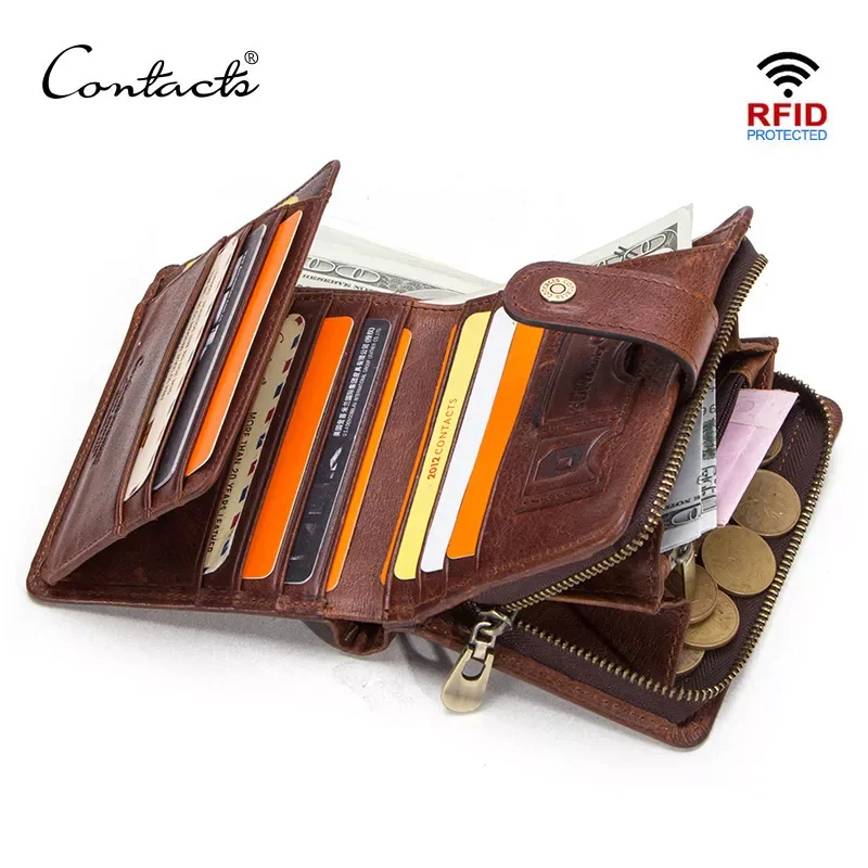 👛 Tarjetero De Piel Auténtica CHARRO | Unisex | Con Monedero Y Caja | 6-7 Ranuras | Naranja 160 | Regalo Perfecto