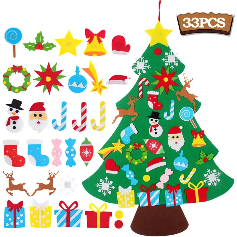 Christmas Tree Ornaments Kids DIY Felt Christmas Tree Merry Christmas Decorations For Home Ornaments Navidad Gifts Xmas Tree New Year