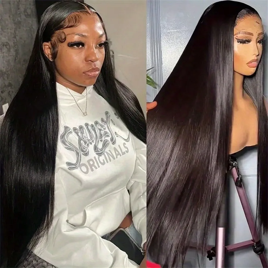 Parrucche Pre-tagliate 13x4 13x6 da 30-40 Pollici, Senza Colla, Pronte all'Uso, Capelli Umani 5×5 Pre-tagliati, Densità 200 con Baby Hair per Donne - immagine 4