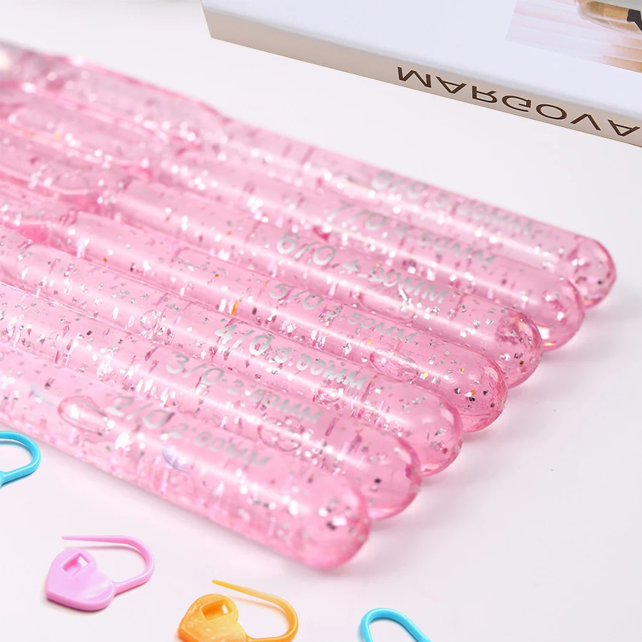 Colorful Crochet Hook Set with Counting Clips - 37-Piece DIY Knitting Tool Collection