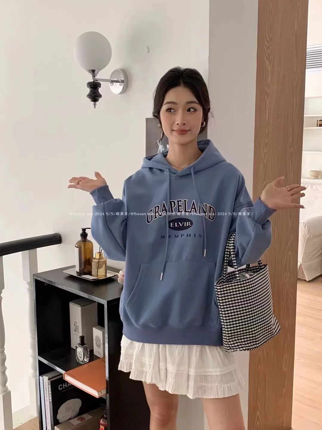 H110 여성 봄 티셔츠 데일리 간절기 후드티 레터링 후드 티셔츠