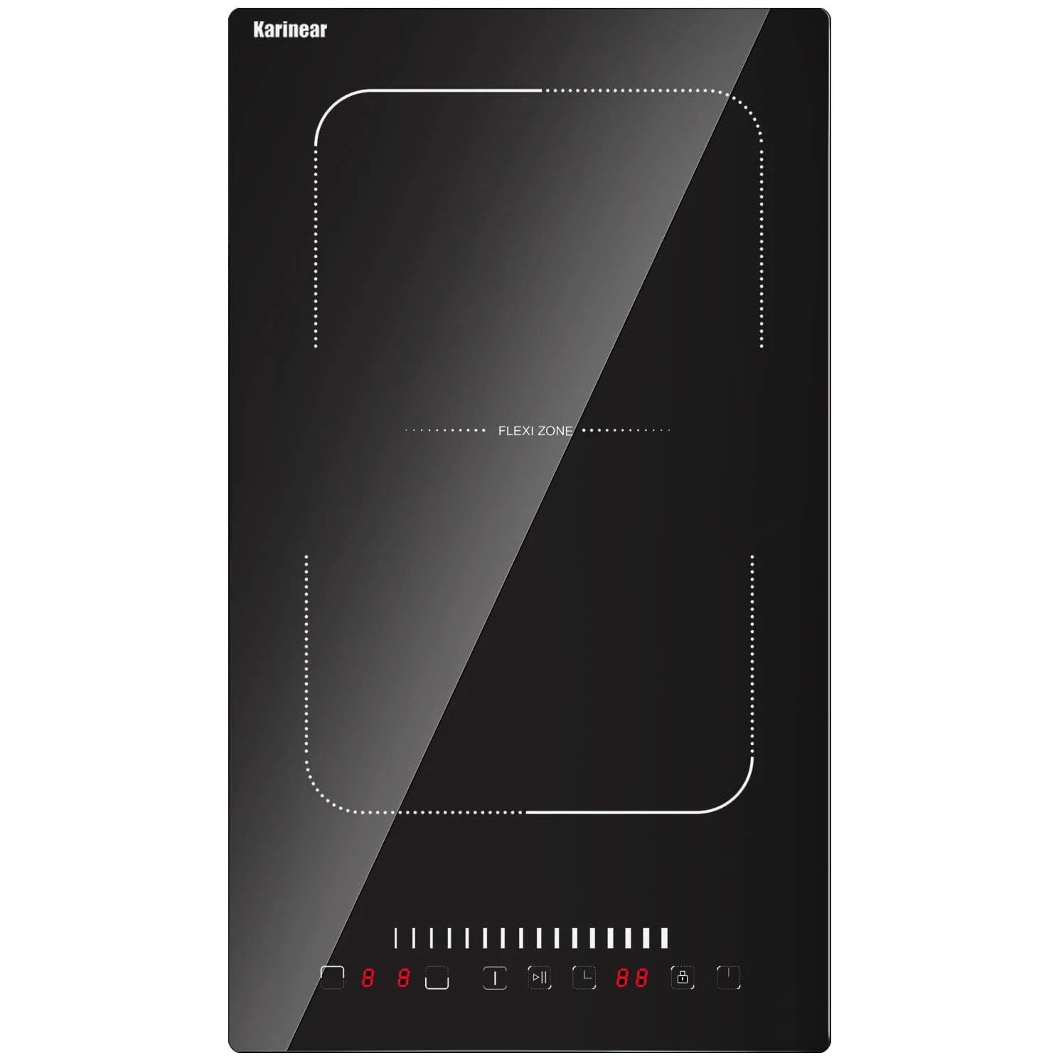 Karinear Induction Cooktop 2 Burners, 3500W, 12'' Built-in Induction Stovetop with combined Zone, Safety Lock, Timer, Pause