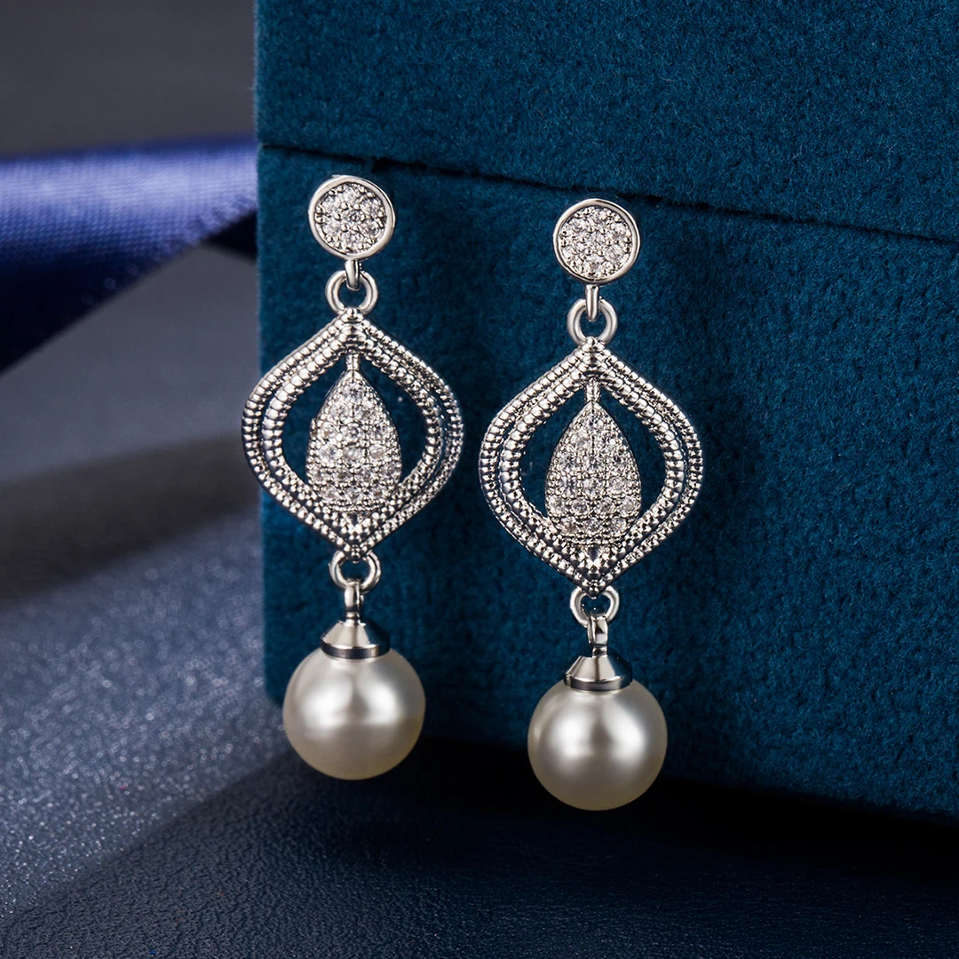 

925 Sterling Silver Earrings For Women's Fashion 2024 Trendy Pearl Earrings Girl's Gift Jewelry Date Party Gifts Single Items