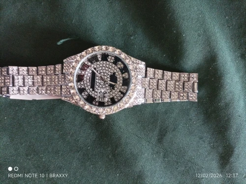 Diamond Bling Watch Men Gold Color Luxury Gift Quartz Watches Male Clock Rhinestone Calendar Wristwatch