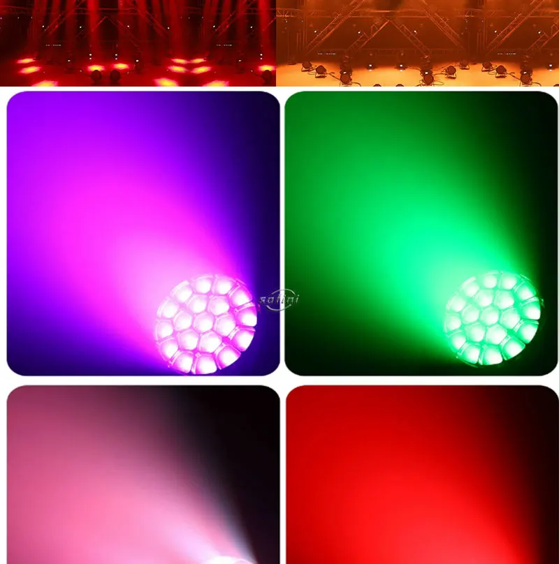 Flightcase 4Pcs ZOOM and Rotation 19x40W high power RGBW 4in1 LEDs  RGBW 760W Big Bee Eye  Bar Stage Effect Light 6
