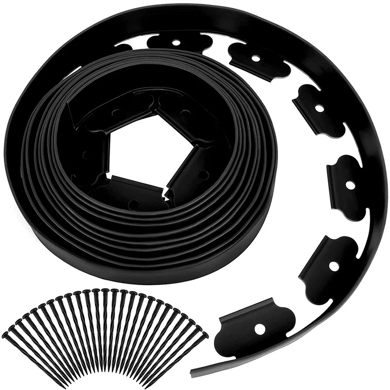5M Garden Edging Border Flexible Lawn Grass Edging Decor Fence Landscape Belt Garden Patio Greening Belt with 30 Pins
