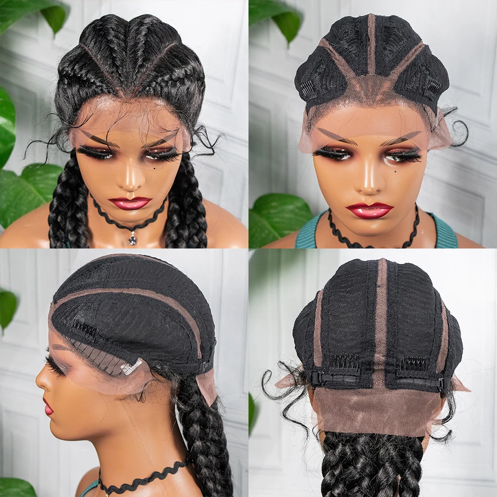 Synthetic Lace Wigs Braided Wigs with Baby Hair Long 26 Inches Box Braids Wig for Black Women Lace Front Afro Hair Wigs