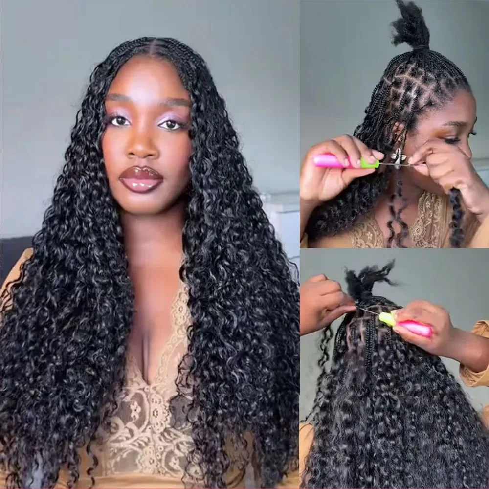 Deep Wave Feather Crochet Human Hair For Braiding Boho Braids 100% Human Hair Extension Pre-Separated Miracle Knots Crochet Hair 3