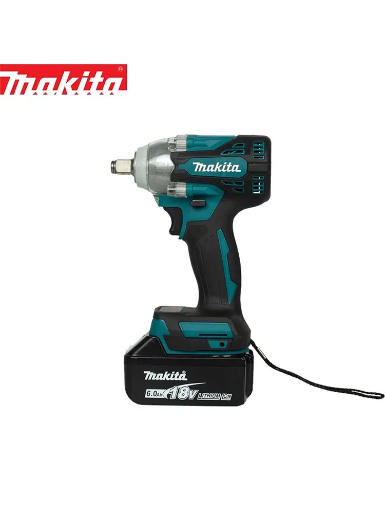 Makita DTW300 cordless wrench placed upright to show construction details.