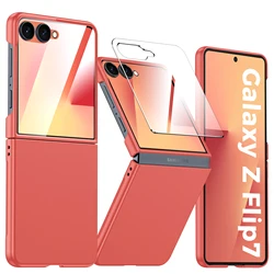 Ultra - Thin Blue Shockproof Phone Case with Screen Protection and HD Protective Film - Galaxy Z Flip7 (Rose Red)