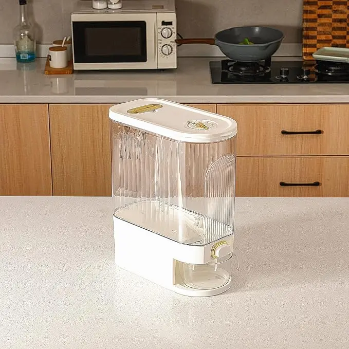Clear Airtight Rice Dispenser - Large Capacity with Measuring Scale & Moisture-Proof Lid (For Grains/Coffee/Beans) 4