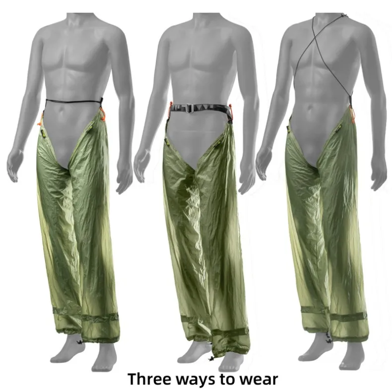 Description Picture 4 of itemKnot Ultralight Outdoor Rain Pants Double-sided Silicone Mountaineering Hiking Waterproof Multifunctional 20D Nylon Rain Pants