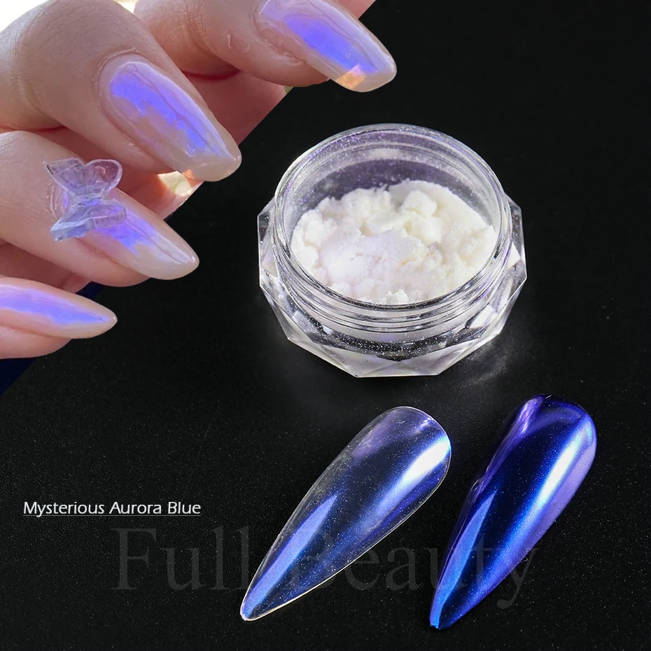 Mermaid Chrome Nail Powder - Purple Pearl Iridescent Nails Powder Aurora  Chrome