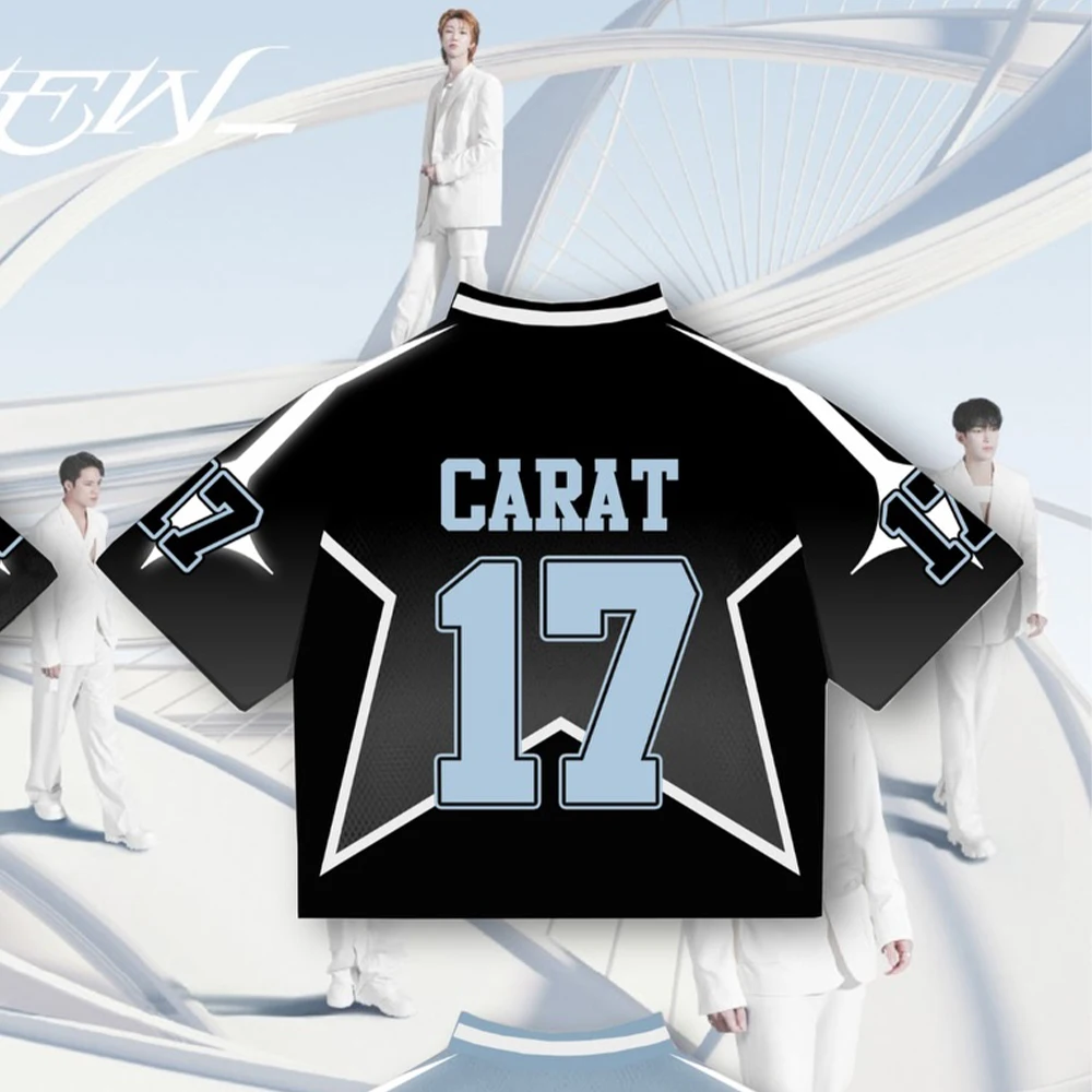 Summer New Korean Ins Music Team Seventeen Jersey Men's Women's Fan Y2K Fashion Casual Sports T-Shirt Oversized Breathable Top 1