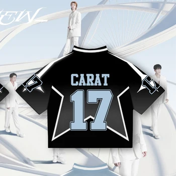 Summer New Korean Ins Music Team Seventeen Jersey Men's Women's Fan Y2K Fashion Casual Sports T-Shirt Oversized Breathable Top 1
